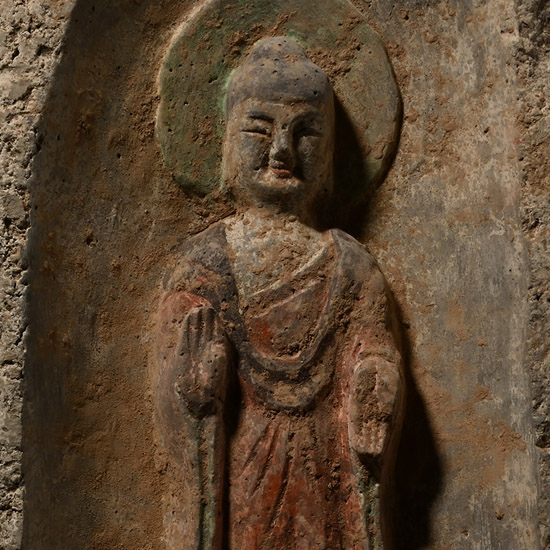 Chinese Northern Wei Terracotta Buddha Brick with Pigment