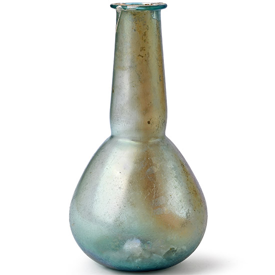 Large Roman Blue Glass Toilet Bottle