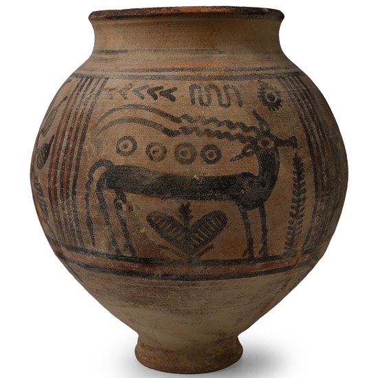 Indus Valley Terracotta Vessel with Antelope and Bird
