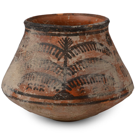 Indus Valley Terracotta Vessel with Zebu and Palm