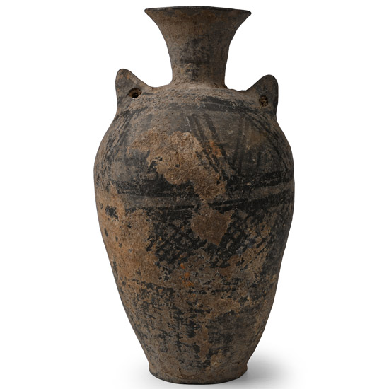 Amlash Terracotta Net-Painted Handled Vase