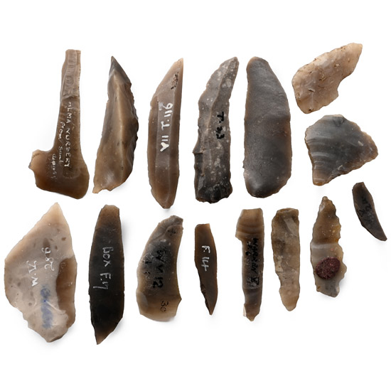Farnham Stone Age Flint Blades and Tools