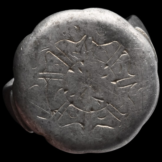 Large Western Asiatic Silver Ring with Floral Design