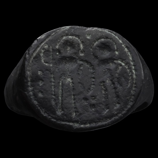 Byzantine Bronze Ring with Warrior Saints