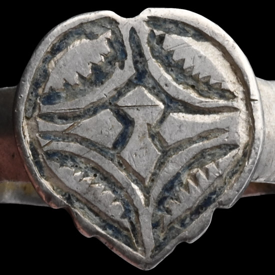 Western Asiatic Silver Ring with Heart-Shaped Bezel
