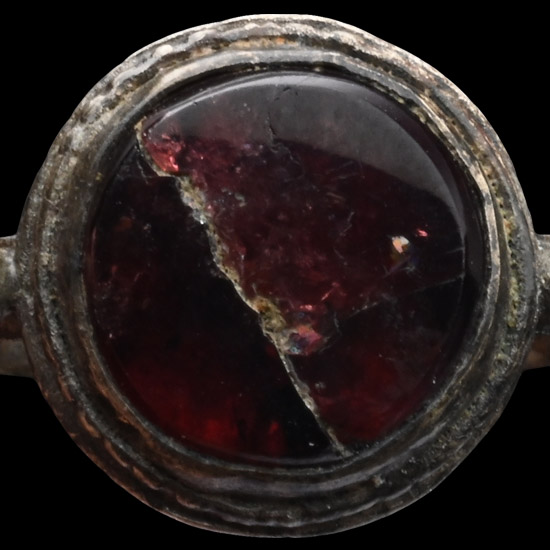 Dark Age Silver Ring with Garnet