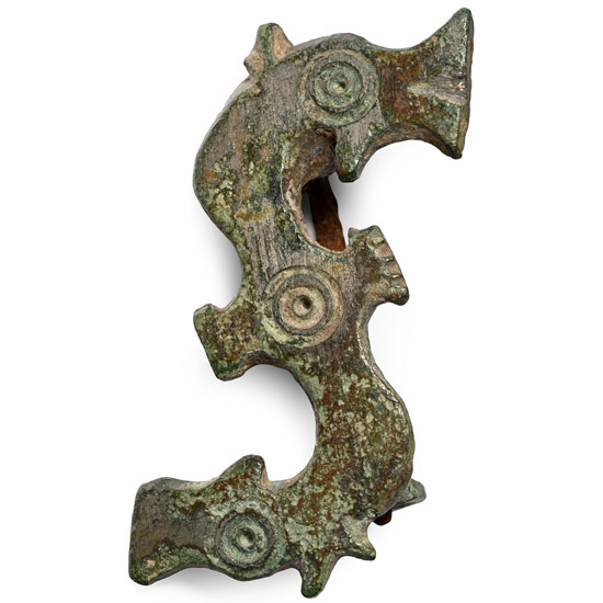 Roman Tinned Bronze S-Shaped Horse Head Brooch