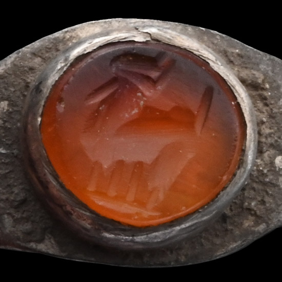 Roman Silver Ring with Carnelian Animal Gemstone
