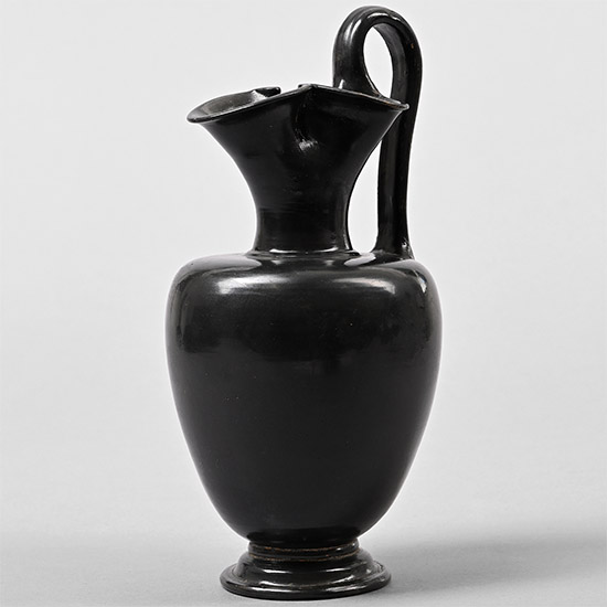 Large Greek Black-Glazed Trefoil-Lipped Oinochoe