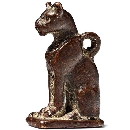 Egyptian Bronze Seated Bastet Cat Amulet
