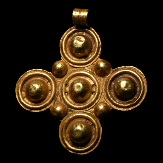 Byzantine Gold Cross Pendant with Bosses