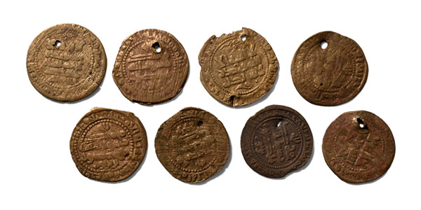 Group of Eight (8) Islamic Mansour I bin Nuh, Bukhara Mint, Samanid AE Dirhams.