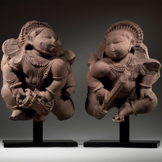 Rajasthan Red Sandstone Figures of Celestial Musicians