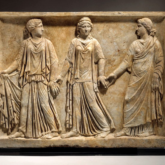Large Marble Relief with Three Figures
