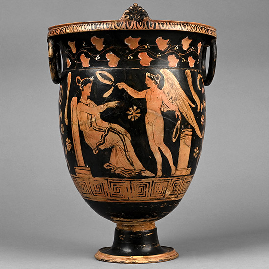 Greek Red-Figure Bell Krater with Eros