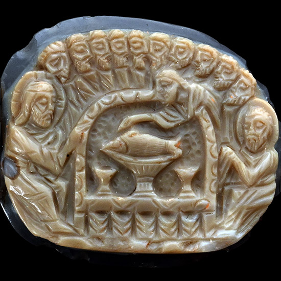 Byzantine Carved Agate Cameo of The Holy Banquet