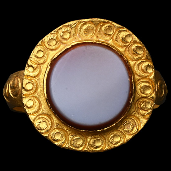 Roman Gold Ring with Nicolo Gemstone