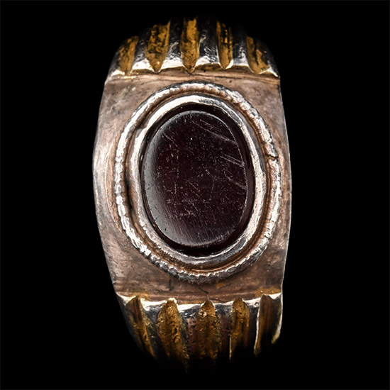 Roman Silver-Gilt Ring with Gemstone