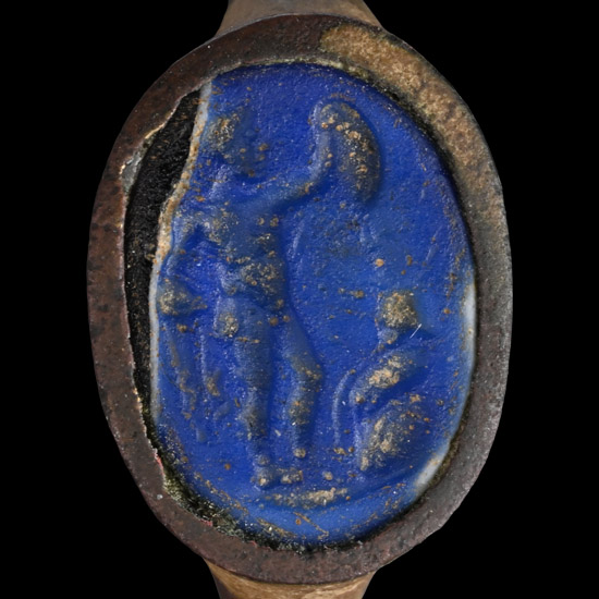 Roman Bronze Ring with Naked Male Gemstone