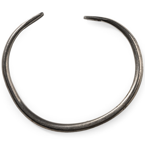 Late Roman Silver Bangle with Snake-Head Terminals