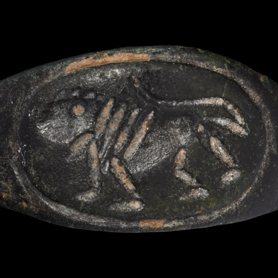 Roman Bronze Ring with Gladitorial Lion