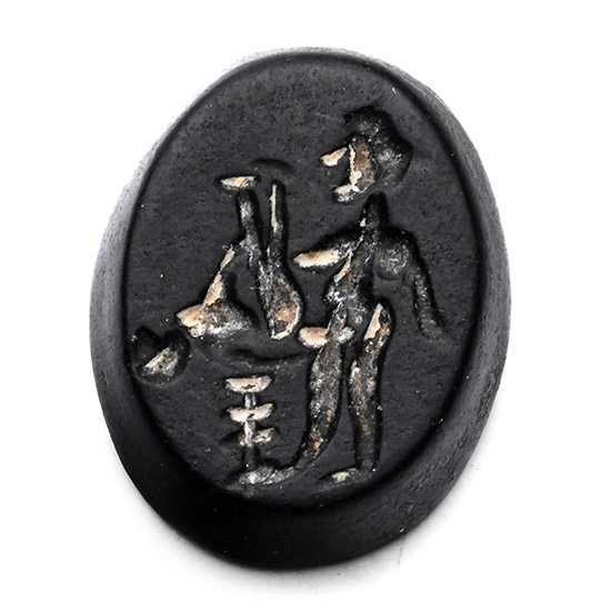 Roman Black Gemstone with Erotic Scene