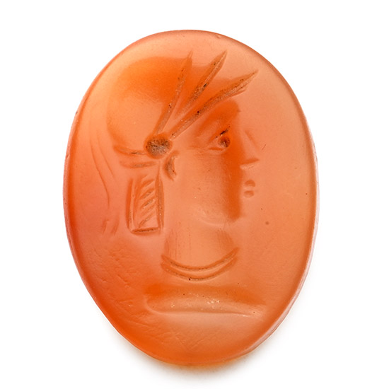 Roman Carnelian Gemstone with Bust of Roma