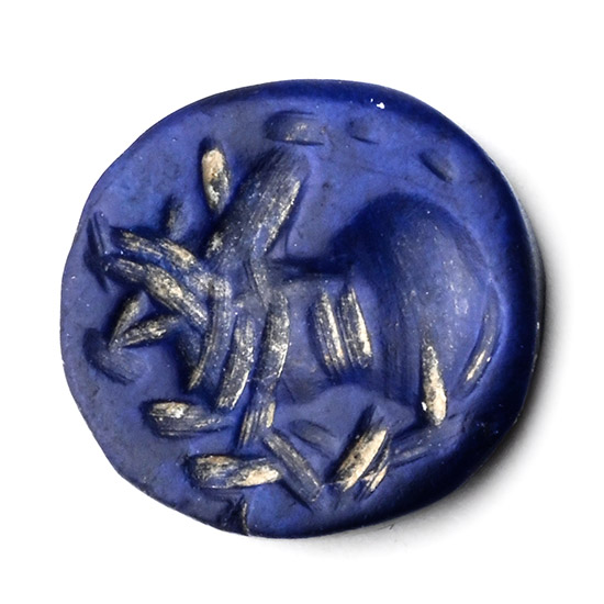 Eastern Roman Dark Blue Gemstone with Rider to Left