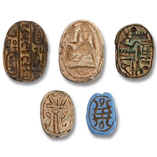 Egyptian Steatite and Faience Scarab Group