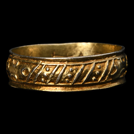 Tudor Period Silver-Gilt Decorated Love God Posy Ring