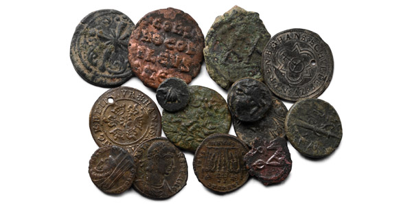 Group of Fourteen [14] Ancient Roman, Greek, Byzantine and Other Ancient Bronze Coins.