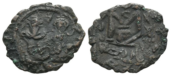 Heraclius, with Heraclius Constantine AE 40 Nummi or Follis.