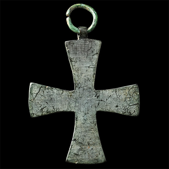 Byzantine Bronze Inscribed Cross Pendant