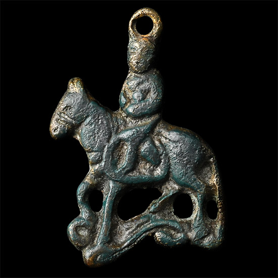 Chinese Tang Bronze Horseman Pendant