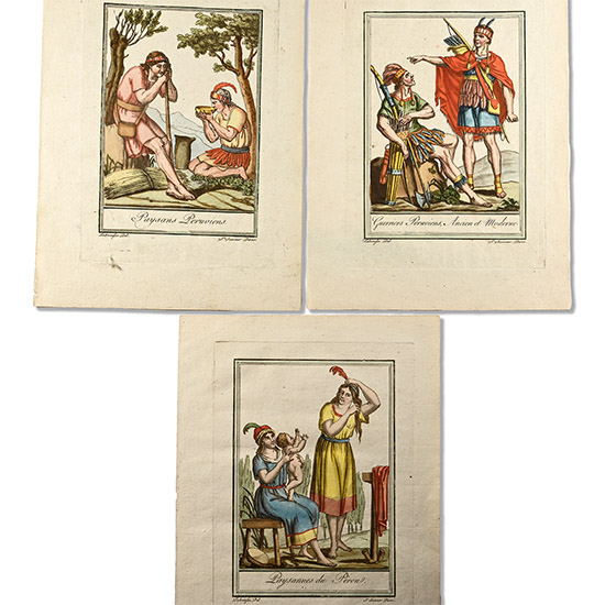 Set of Three Engravings of Peruvian Natives by Labrousse
