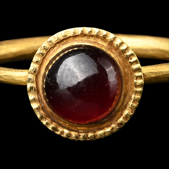 Byzantine Gold Ring with Cabochon Garnet