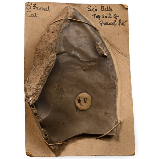 Large Farnham Six Bells Stone Age Scraper on Card