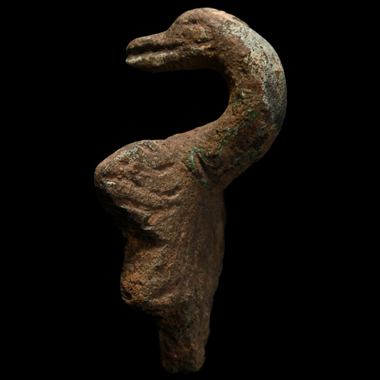 Roman Bronze Vessel Mount with Swans Head