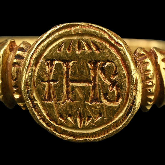 Byzantine Gold Ring with IHS Monogram