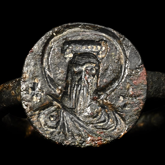 Byzantine Bronze Ring with Christ