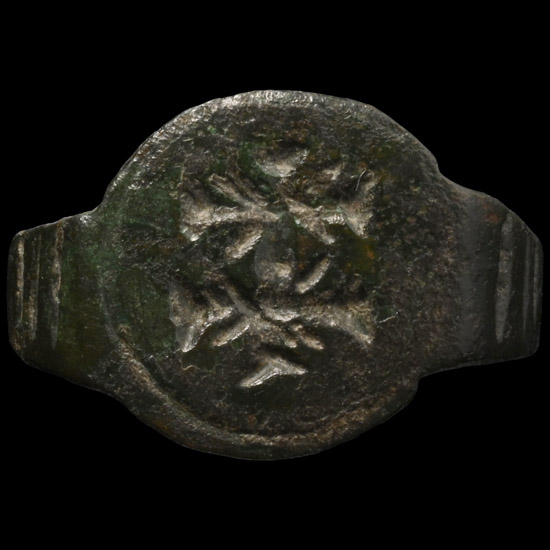 Byzantine Bronze Ring with Double Cross