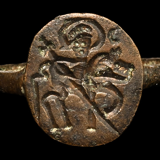 Byzantine Bronze Ring with St George