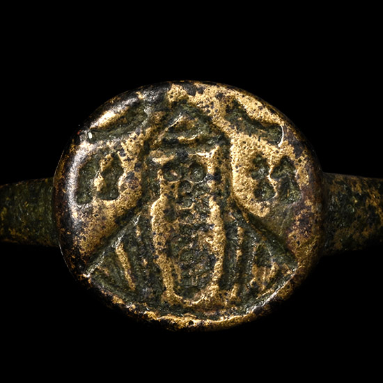 Byzantine Gilt Bronze Ring with Christ