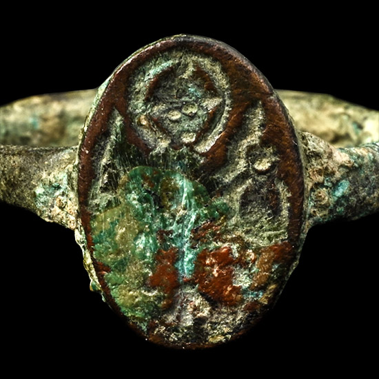 Byzantine Bronze Ring with Figure