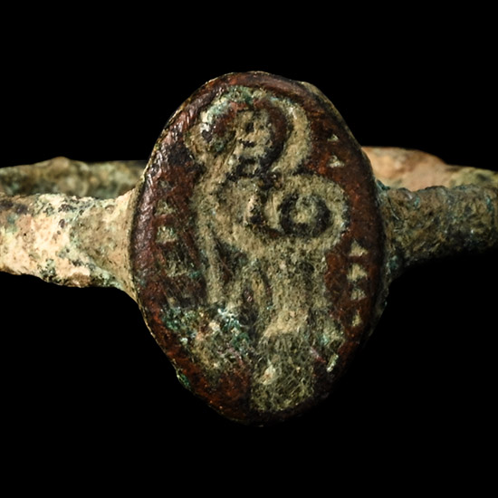 Byzantine Bronze Ring with Mary and Christ
