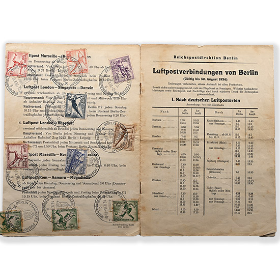 German Berlin Olympics Postal Notice with Stamps