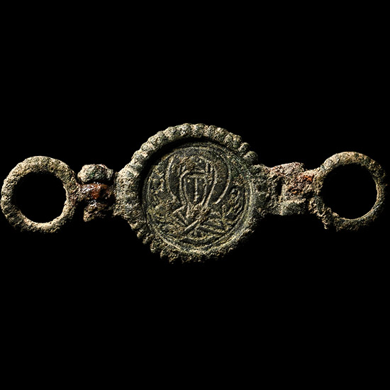 Byzantine Bronze Bracelet Chain Section with Busts