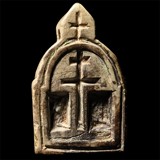 Byzantine Stone Pendant of a Church with Cross