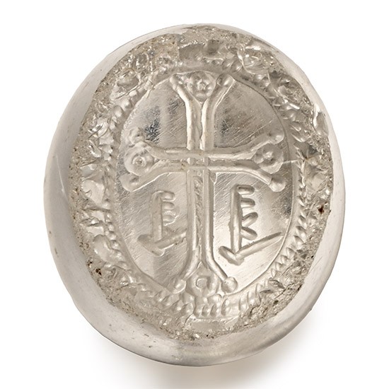 Byzantine Rock Crystal Stamp Seal with Cross