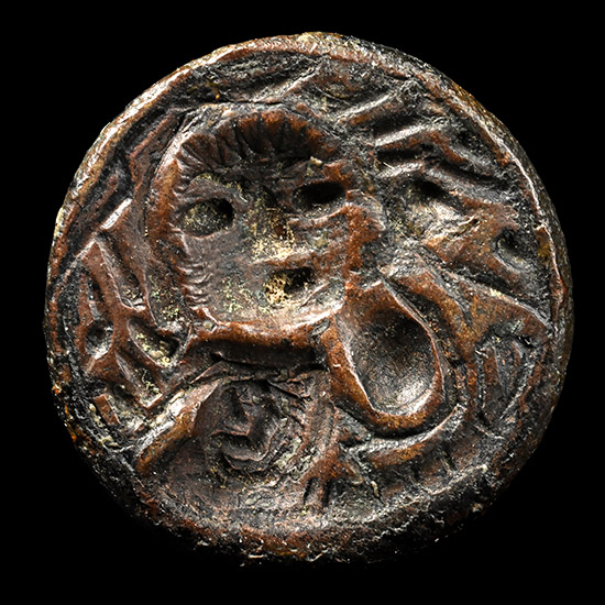 Medieval Bronze Seal Matrix with Figure of Christ